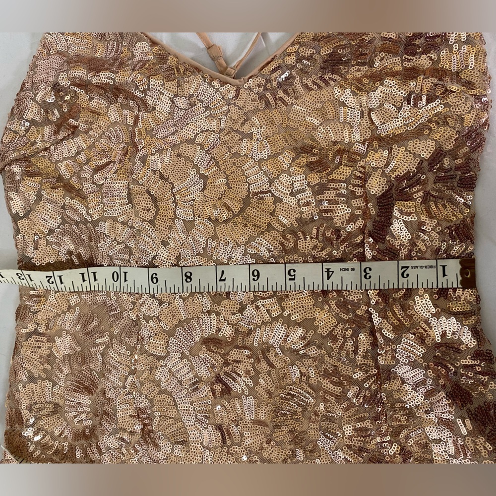 Rose‎ gold sequin mini dress, forever 21, size small, adjustable straps, pink - Picture 6 of 16